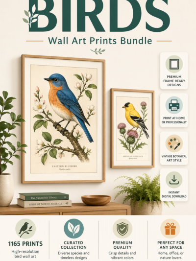 باكدج 1165 لوحة طيور (Birds) للطباعة والديكور