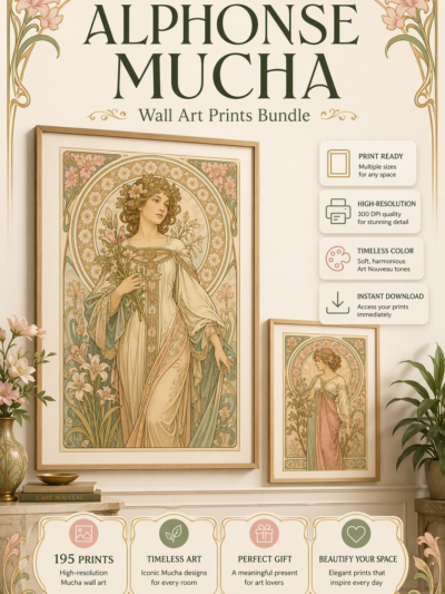 باكدج 195 لوحة ألفونس موخا (Alphonse Mucha) للطباعة والديكور