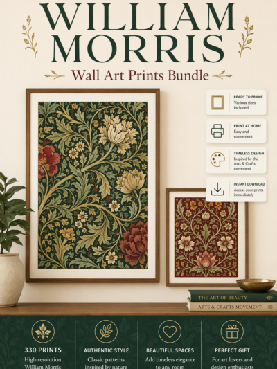 باكدج 330 لوحة ويليام موريس (William Morris) للطباعة والديكور